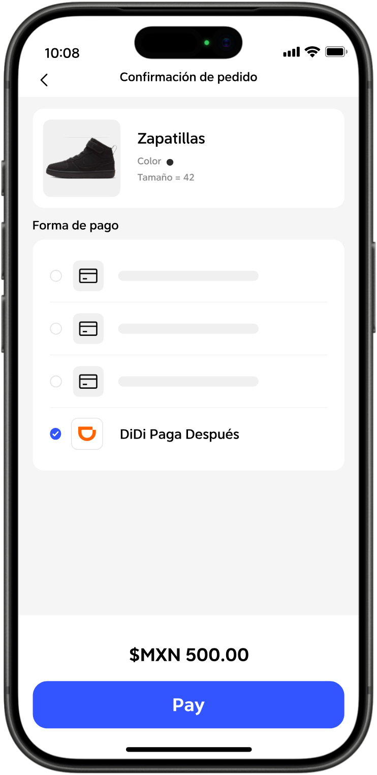 In-app checkout flow